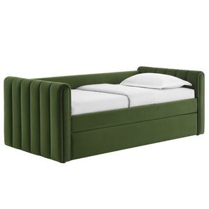 Veyla Channel Tufted Performance Velvet Twin Daybed With Trundle