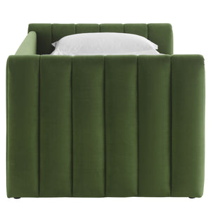 Veyla Channel Tufted Performance Velvet Twin Daybed With Trundle