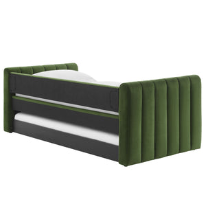 Veyla Channel Tufted Performance Velvet Twin Daybed With Trundle