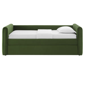 Veyla Channel Tufted Performance Velvet Twin Daybed With Trundle