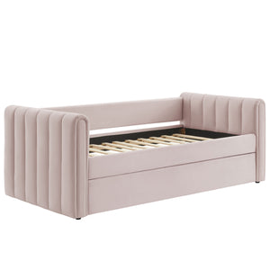 Veyla Channel Tufted Performance Velvet Twin Daybed With Trundle