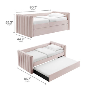 Veyla Channel Tufted Performance Velvet Twin Daybed With Trundle
