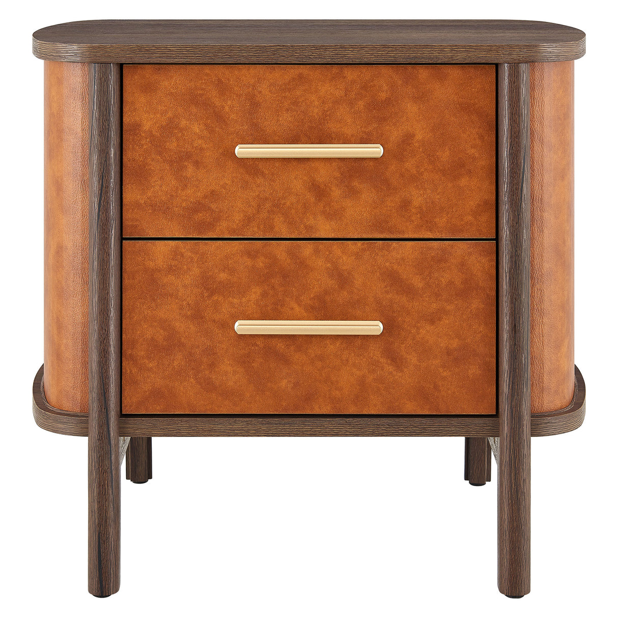 Coralie 2-Drawer Curved Vegan Leather Nightstand by Modway