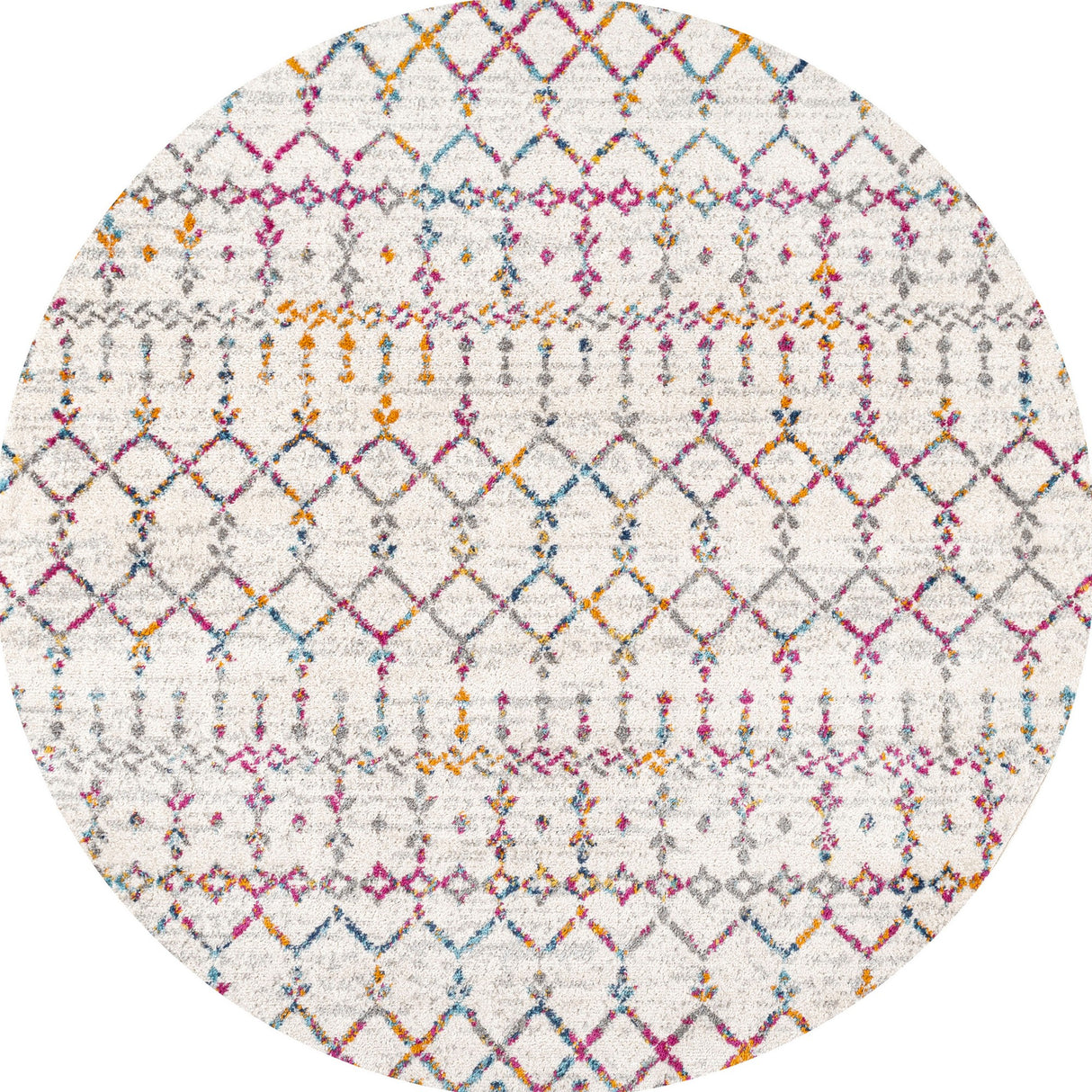 Moroccan HYPE Boho Vintage Diamond Round Area Rug
