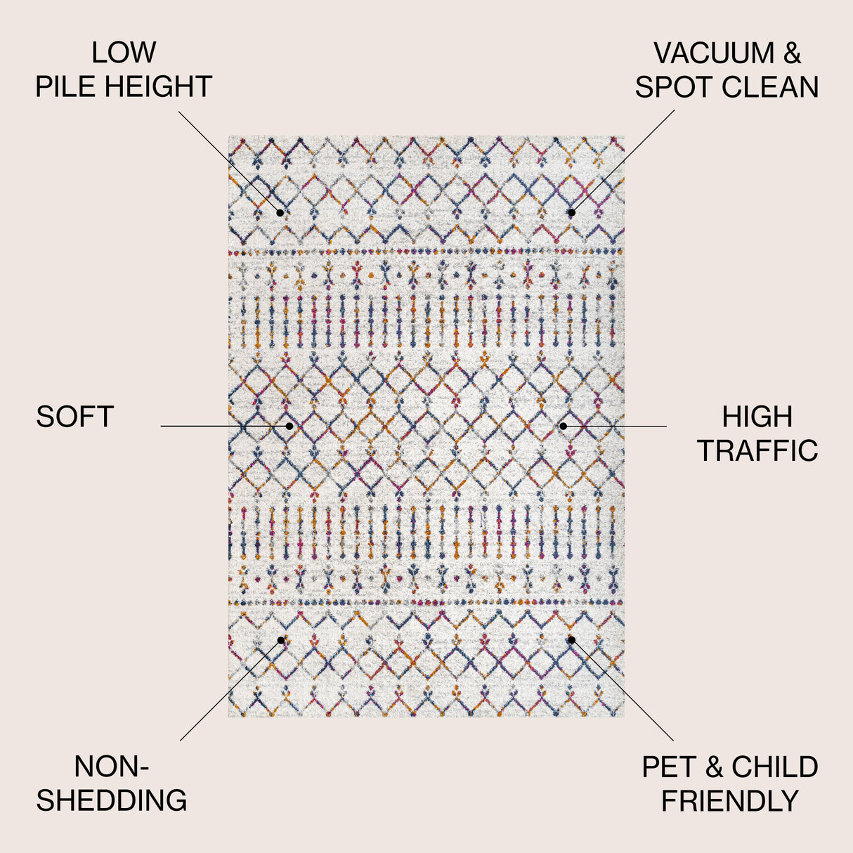 Moroccan HYPE Boho Vintage Diamond Area Rug
