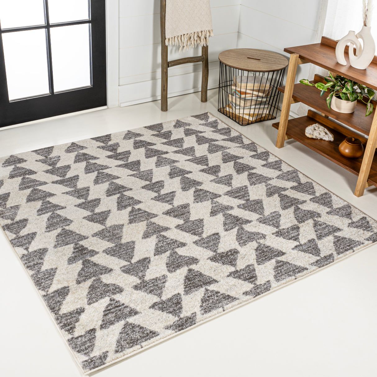 Aisha Moroccan Triangle Geometric Square Area Rug