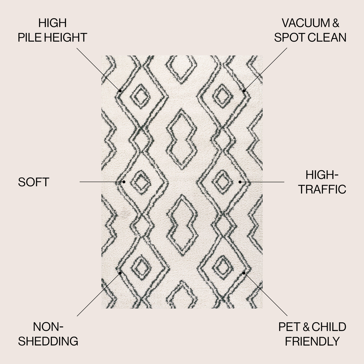 Deia Moroccan Style Diamond Shag Area Rug