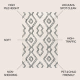 Deia Moroccan Style Diamond Shag Area Rug