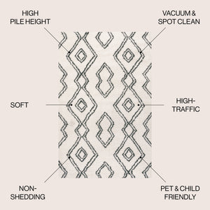 Deia Moroccan Style Diamond Shag Area Rug