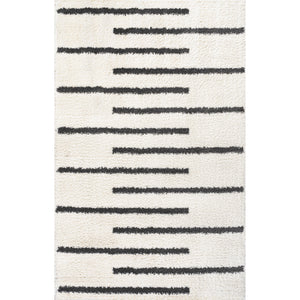 Alaro Berber Stripe Shag Area Rug