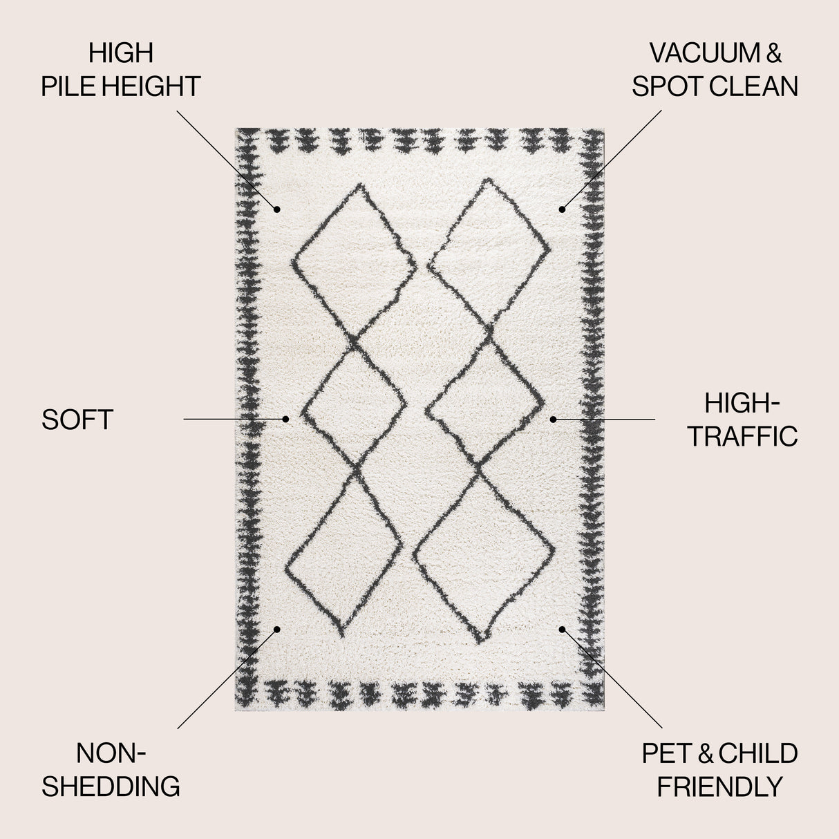 Calvia Moroccan Diamond Shag Area Rug