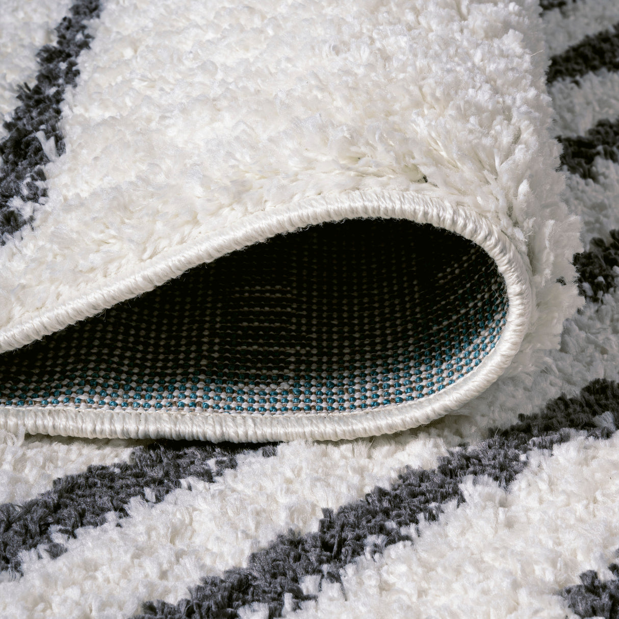 Petra Stripe Geometric Shag Runner Rug