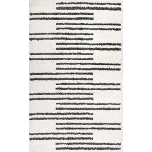 Petra Stripe Geometric Shag Area Rug