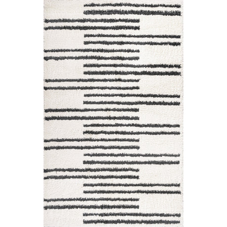 Petra Stripe Geometric Shag Area Rug