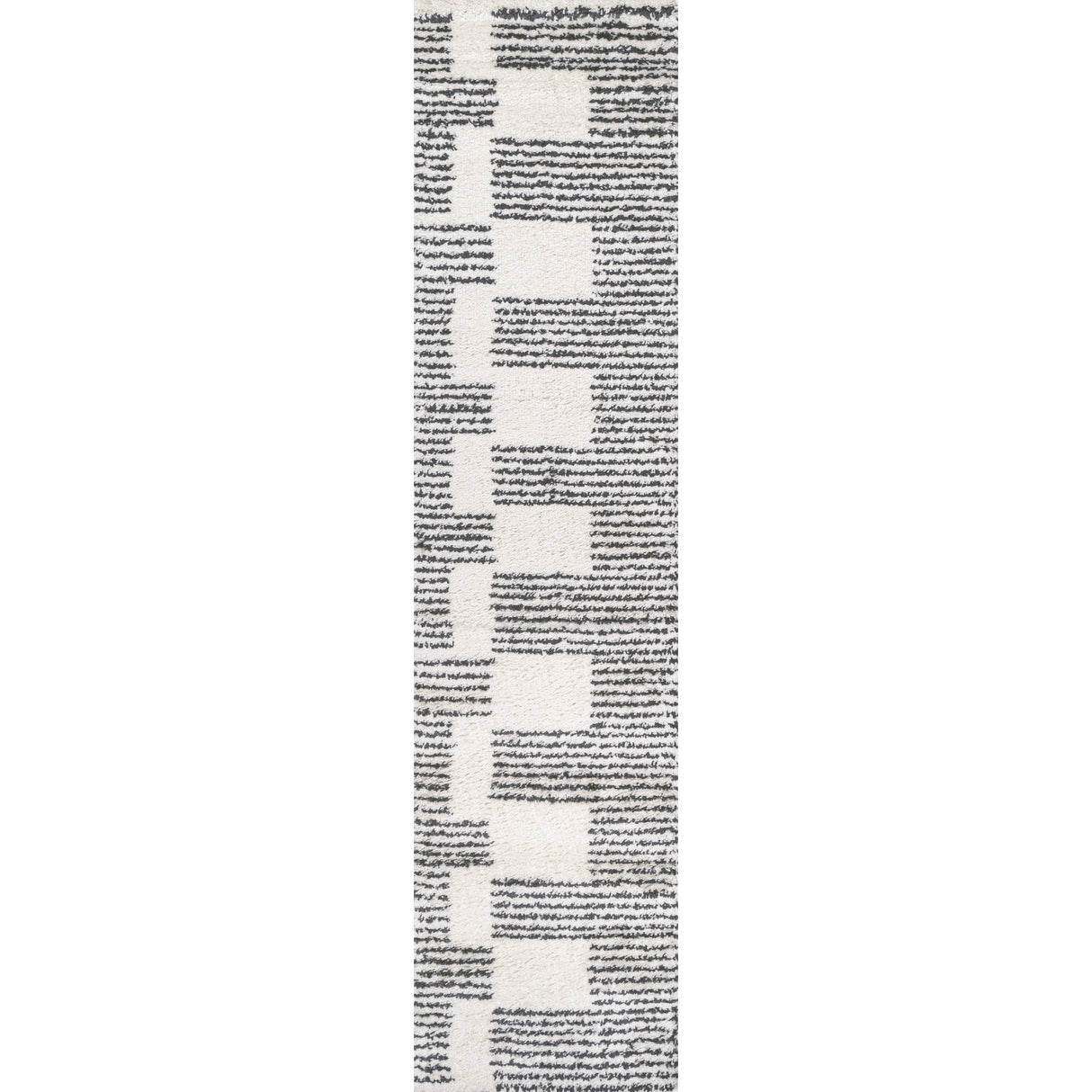 Petra Abstract Stripe Geometric Shag Runner Rug