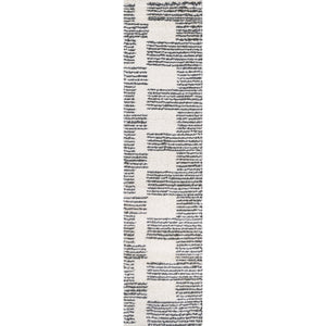 Petra Abstract Stripe Geometric Shag Runner Rug