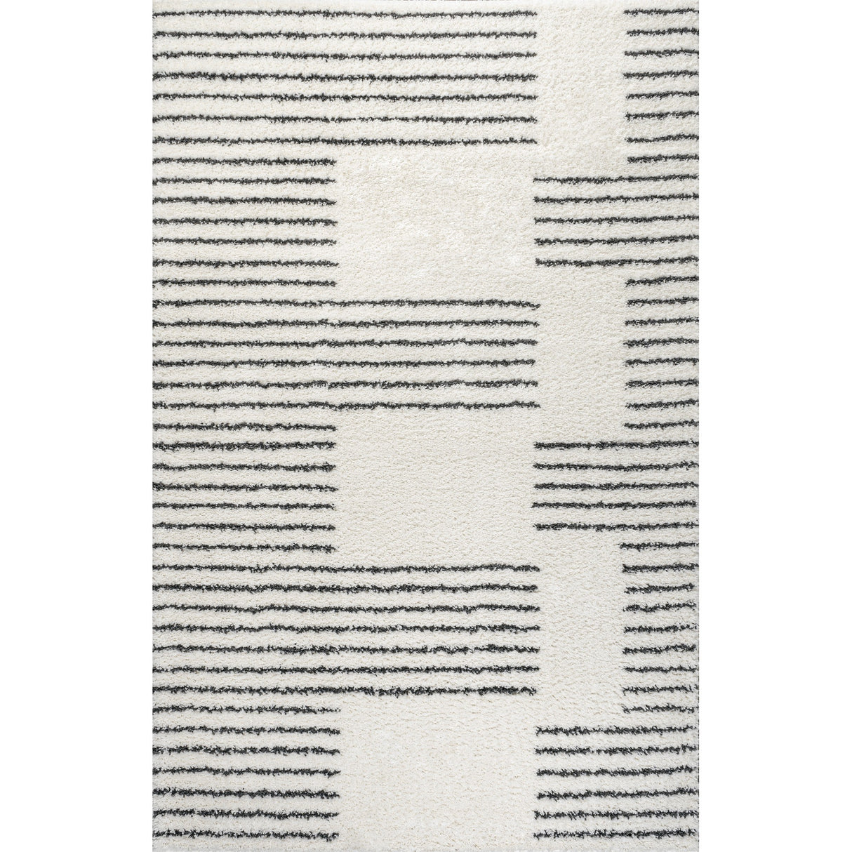 Petra Abstract Stripe Geometric Shag Area Rug