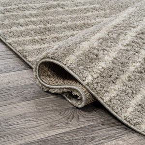 Petra Abstract Stripe Geometric Shag Runner Rug
