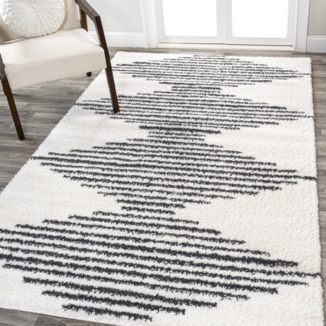 Elm Diamond Stripe Geometric Shag Area Rug