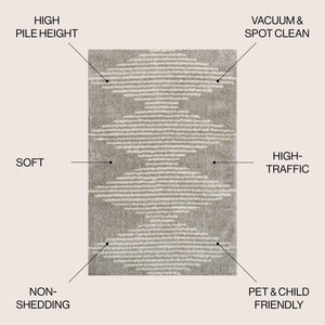 Elm Diamond Stripe Geometric Shag Area Rug