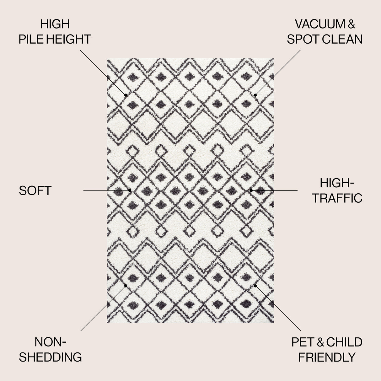 Caimari Moroccan Diamond Shag Area Rug