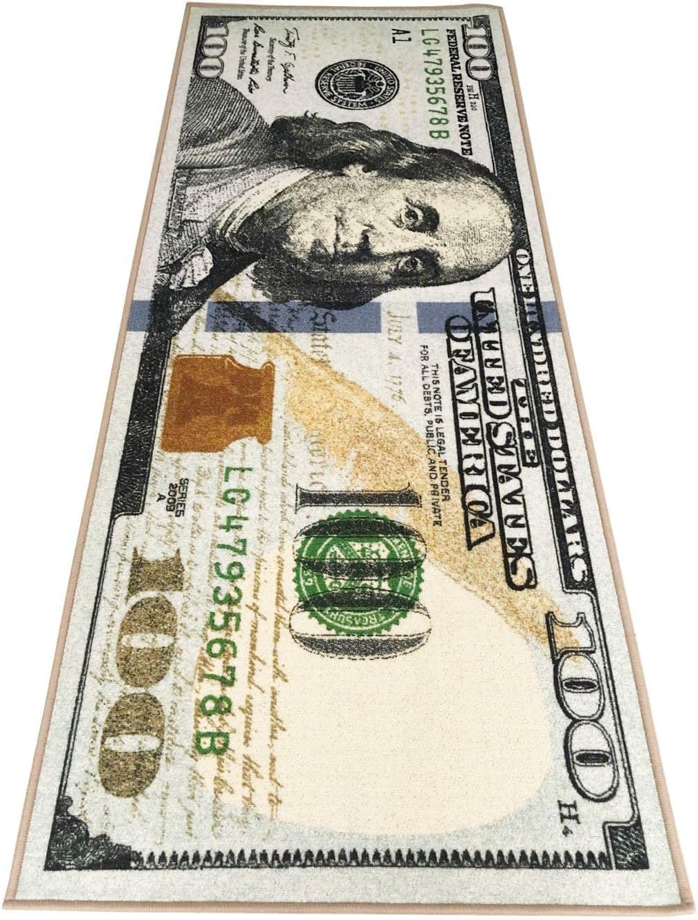 100 Dollar Bill Area Rug Mat 22 x 53