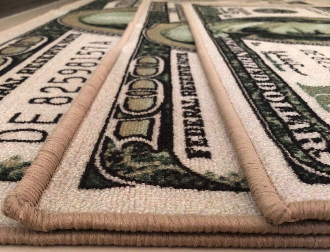 100 Dollar Bill Area Rug Mat 22 x 53