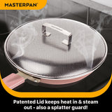 MASTERPAN Ceramic Nonstick Stovetop Oven Frypan & Skillet & Stainless Steel Lid Set, Clay Color 9.5"(24cm)