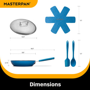 MASTERPAN Ceramic Nonstick Stovetop Oven Frypan & Skillet Set 9.5" (24cm) Azure Color