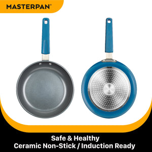 MASTERPAN Ceramic Nonstick Stovetop Oven Frypan & Skillet Set 9.5" (24cm) Azure Color