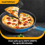 MASTERPAN Ceramic Nonstick Stovetop Oven Frypan & Skillet & Stainless Steel Lid Set, Azure Color 9.5"(24cm)