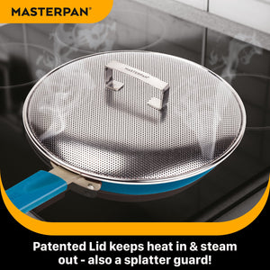 MASTERPAN Ceramic Nonstick Stovetop Oven Frypan & Skillet Set 9.5" (24cm) Azure Color