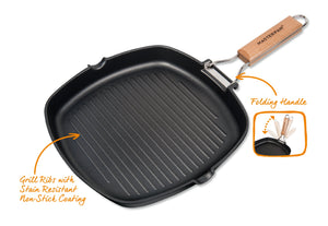 MASTERPAN Nonstick Grill Pan with Folding Handle, 11" (28cm)