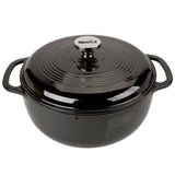 Round 6-Quart Black Enamel Cast Iron Dutch Oven with Lid