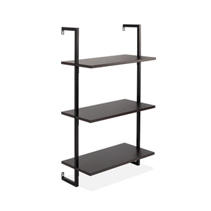Madera Classic Industrial 3-Shelf Wood Wall-Mounted Open Ladder Bookcase with Metal Frame