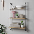 Madera-Classic-Industrial-3-Shelf-Wood-Wall-Mounted-Open-Ladder-Bookcase-with-Metal-Frame-Bookcases-&-Standing-Shelves