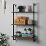Madera Classic Industrial 3-Shelf Wood Wall-Mounted Open Ladder Bookcase with Metal Frame