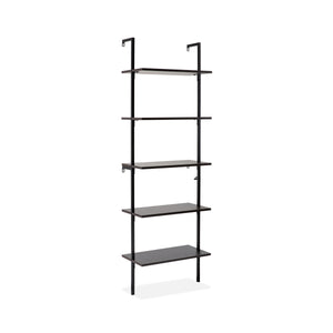 Madera Classic Industrial 5-Shelf Wood Wall-Mounted Open Ladder Bookcase with Metal Frame