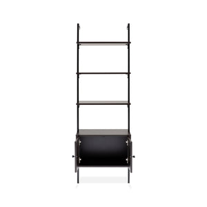 Tulare MidCentury Industrial 4-Shelf Wood Wall-Mounted Open Ladder Bookcase with Cabinet and Metal Frame