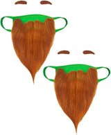 (2 Pack) Funny Bearded Leprechaun St Patricks Day Face Masks for Adults