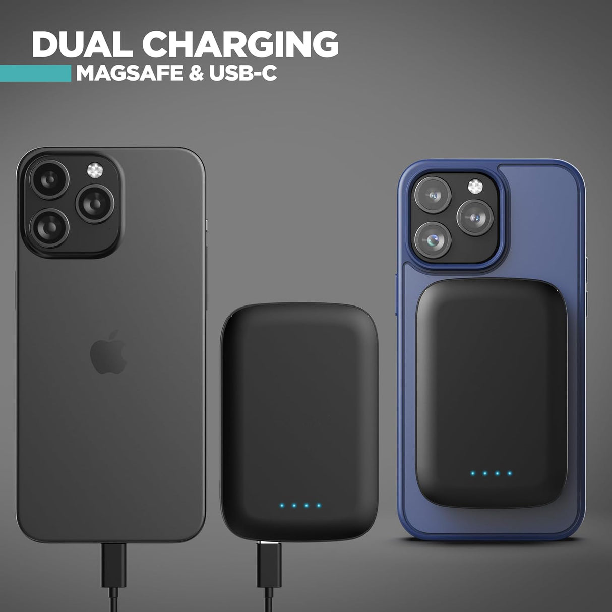 MagSafe Fast Charging Battery Pack for iPhone, Compatible with MagSafe - Ultra Slim Magnetic Power Bank, Portable Fast Charge Wireless Travel Charger (5000mAh)