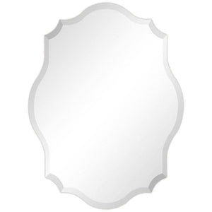 Modern Frameless 32 x 24 inch Scalloped Beveled Accent Bathroom Mirror