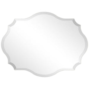 Modern Frameless 32 x 24 inch Scalloped Beveled Accent Bathroom Mirror