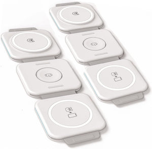 (2 Pack Set) Travel 3 in 1 Charging Station for Multiple Devices Apple Compatible Folding Magnetic Charger for AirPods, Apple Watch and iPhone (Compatible with MagSafe)