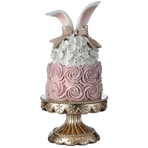 CHAMPAGNE PINK BUNNY CAKE ON PEDESTAL