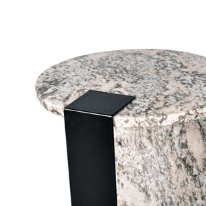 Lyra Contemporary Natural Marble/Metal Handmade Round End Table