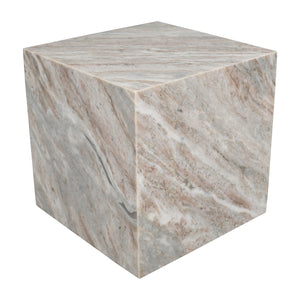 Felix Contemporary Natural Marble Handmade Cube End Table