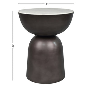 Atarah Contemporary Natural Marble/Metal Handmade Hourglass End Table