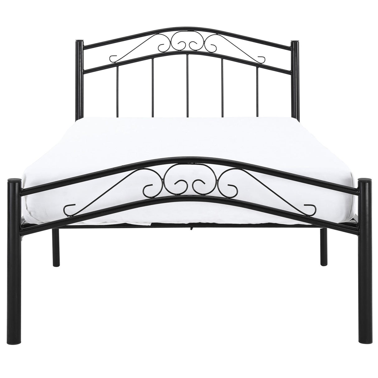 Twin size Black Metal Platform Bed with Headboard and Footboard