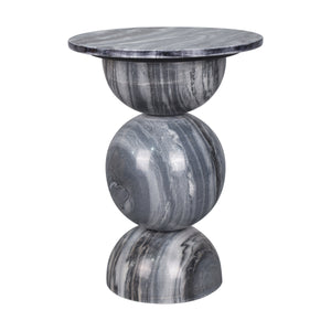 Aura Modern Natural Marble Handmade Stacked Round Pedestal End Table